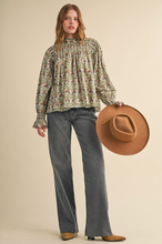 Load image into Gallery viewer, Sage Smocked Blouse
