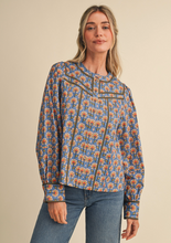 Load image into Gallery viewer, Floral Blouse with Piping
