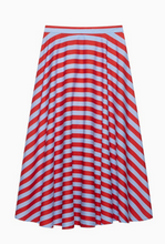 Load image into Gallery viewer, Red and Blue Striped Peplum Skirt Set
