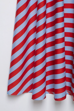 Load image into Gallery viewer, Red and Blue Striped Peplum Skirt Set
