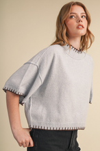 Load image into Gallery viewer, Blanket Stitch Short Sleeve Sweater
