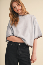 Load image into Gallery viewer, Blanket Stitch Short Sleeve Sweater
