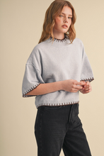 Load image into Gallery viewer, Blanket Stitch Short Sleeve Sweater
