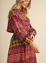 Load image into Gallery viewer, Exclusive Border Print Pleated Midi Dress
