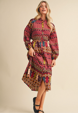 Load image into Gallery viewer, Exclusive Border Print Pleated Midi Dress
