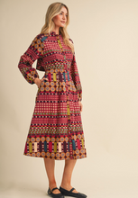 Load image into Gallery viewer, Exclusive Border Print Pleated Midi Dress
