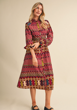 Load image into Gallery viewer, Exclusive Border Print Pleated Midi Dress
