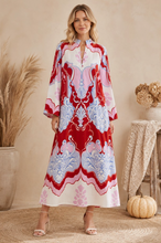 Load image into Gallery viewer, Red and Blue Kimono Dress
