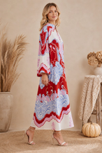 Load image into Gallery viewer, Red and Blue Kimono Dress
