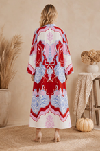 Load image into Gallery viewer, Red and Blue Kimono Dress
