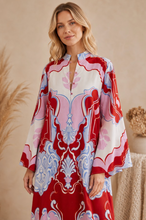 Load image into Gallery viewer, Red and Blue Kimono Dress
