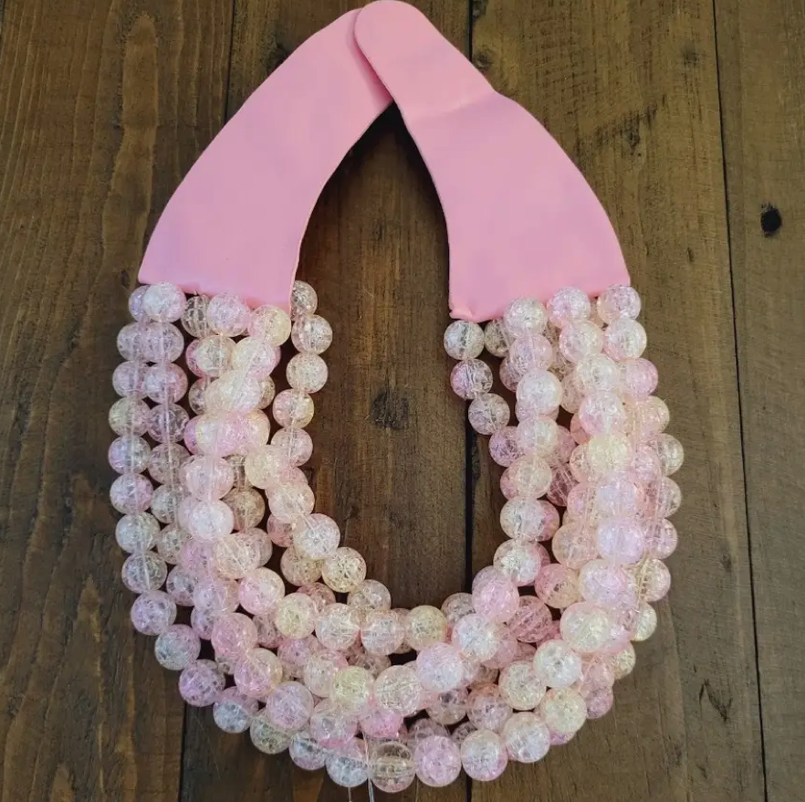 Multi Pink Beaded Bib Necklace