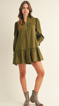 Load image into Gallery viewer, Olive Scalloped Mini Dress
