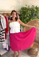 Load image into Gallery viewer, Pink pleated ankle skirt. Elastic waist band and double lined.  True to size, wearing size small.
