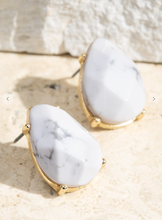 Load image into Gallery viewer, White Marble Teardrop Studs
