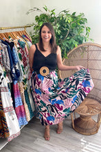 Load image into Gallery viewer, Reef printed tiered maxi skirt. Elastic waistband and pockets. Light weight cotton.  True to size, wearing size small but need x-small.
